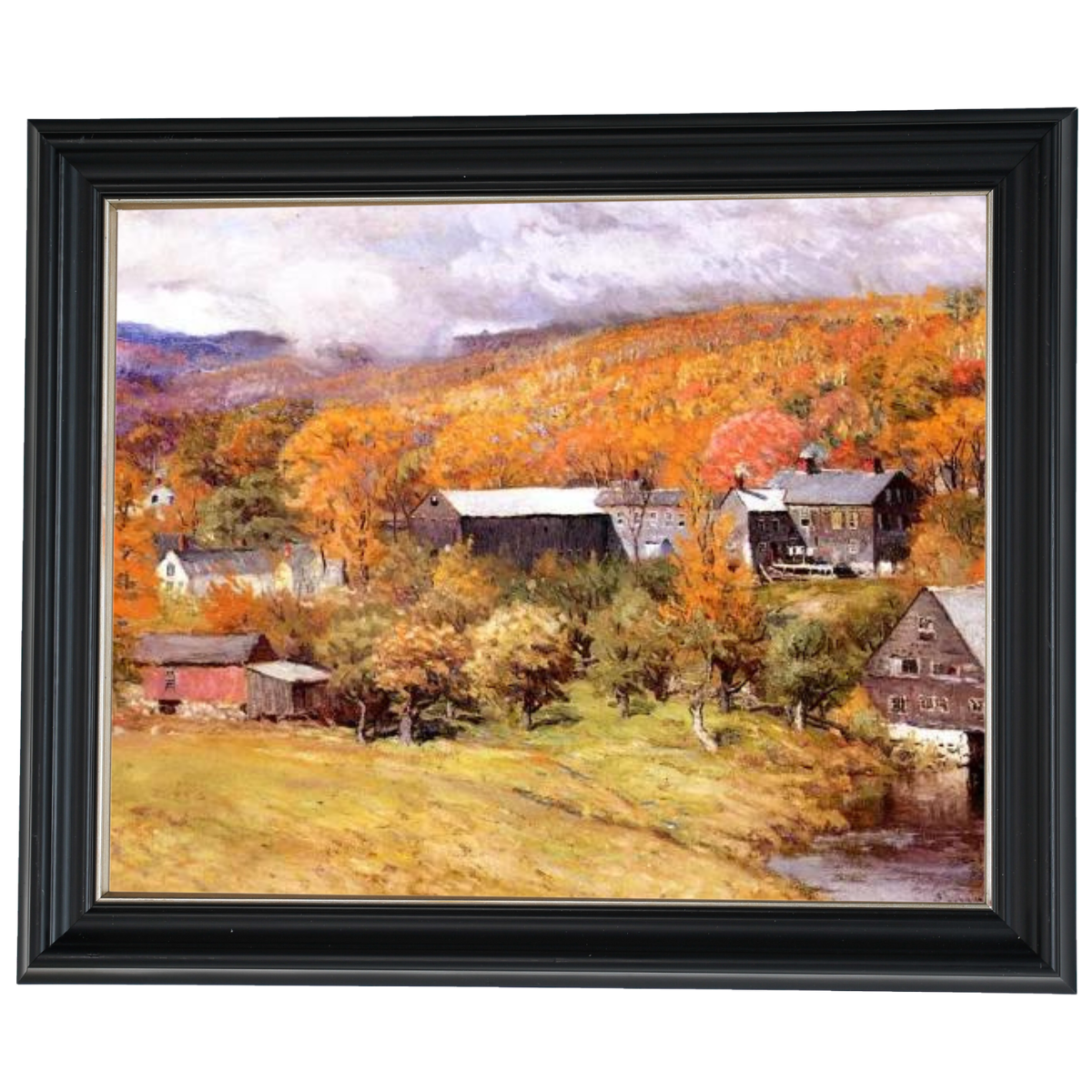 Ogunquit, Maine autumn landscape painting with buildings and trees