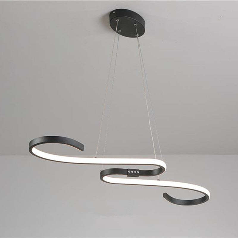 Black Louise linear pendant light, metal modern lighting.