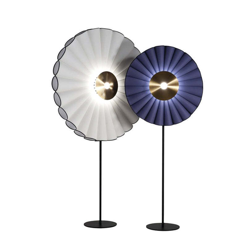 Chan Flower Metal Artificial Paper Floor Lamp in white and blue