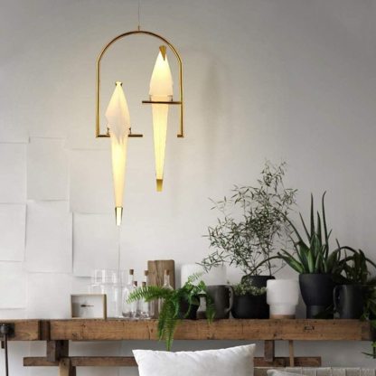 Nordic bird pendant light. Las Sola artistic home lighting.