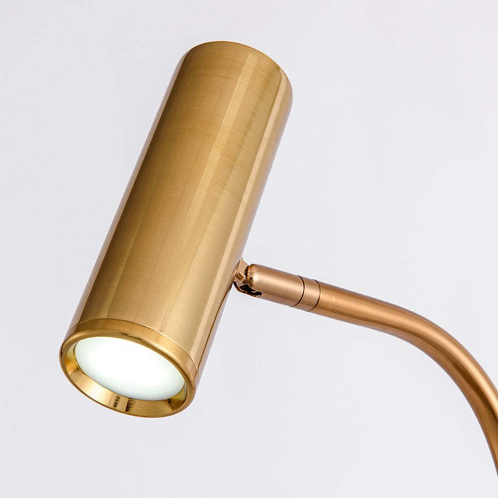 Salgado floor lamp head detail, gold finish and LED