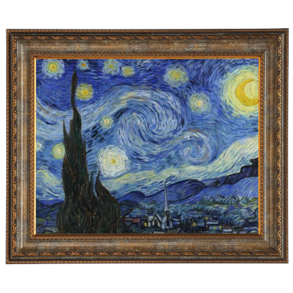 Van Gogh's Starry Night painting in decorative frame for dining room