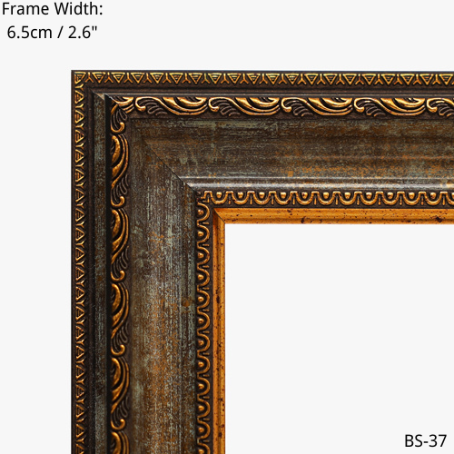 Ornate gold picture frame, 6.5cm / 2.6" width, BS-37