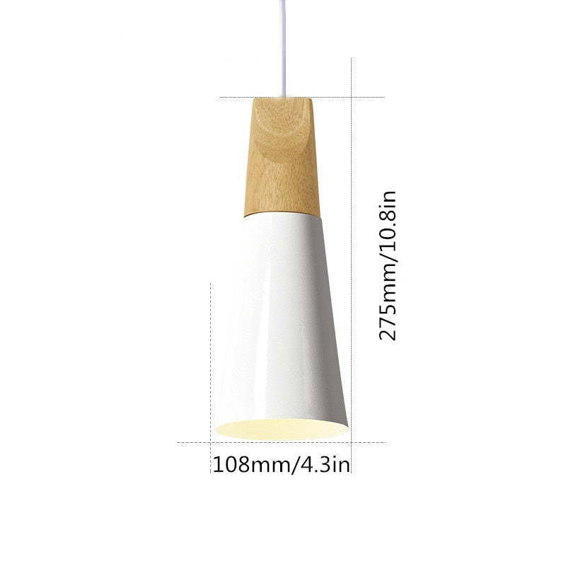 Morandi pendant light dimensions, wood and metal, Lassola lighting