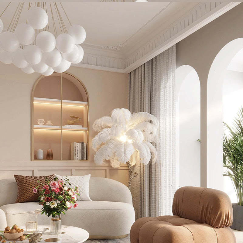 Living room featuring Valentina glass globe pendant light. Valentina Glass Globe Pendant Light Bubble