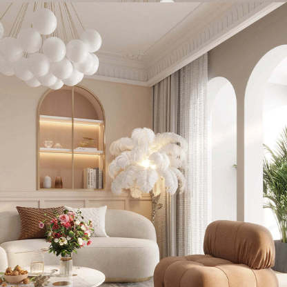 Living room featuring Valentina glass globe pendant light. Valentina Glass Globe Pendant Light Bubble