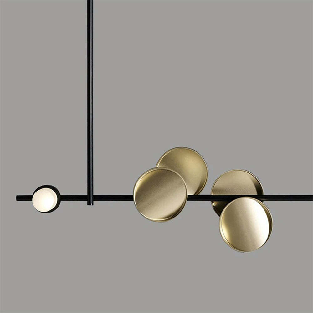 Avi Pendant Light: Minimalist Linear Design with Gold Discs