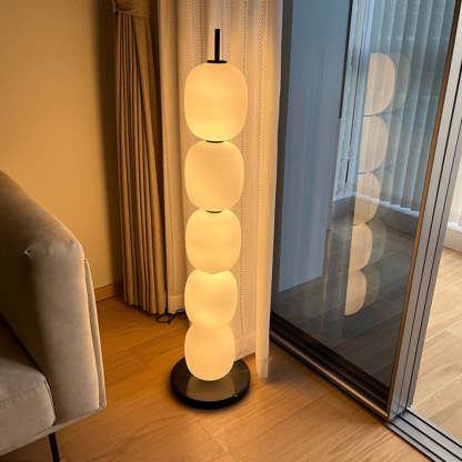 Valentina Modern Lantern Glass Floor Lamp in a modern living room