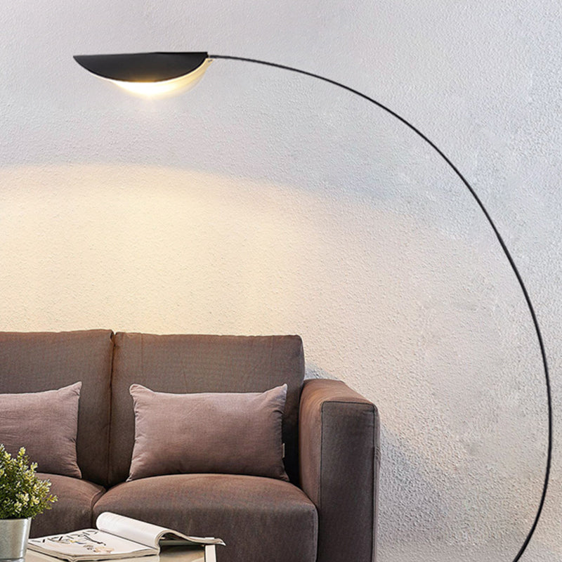 Las Sola Edge arch floor lamp over sofa in living room. Edge Modern Arch Metal Floor Lamp Bedroom Living Room