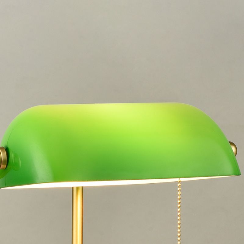 Green glass Alessio retro table lamp detail.