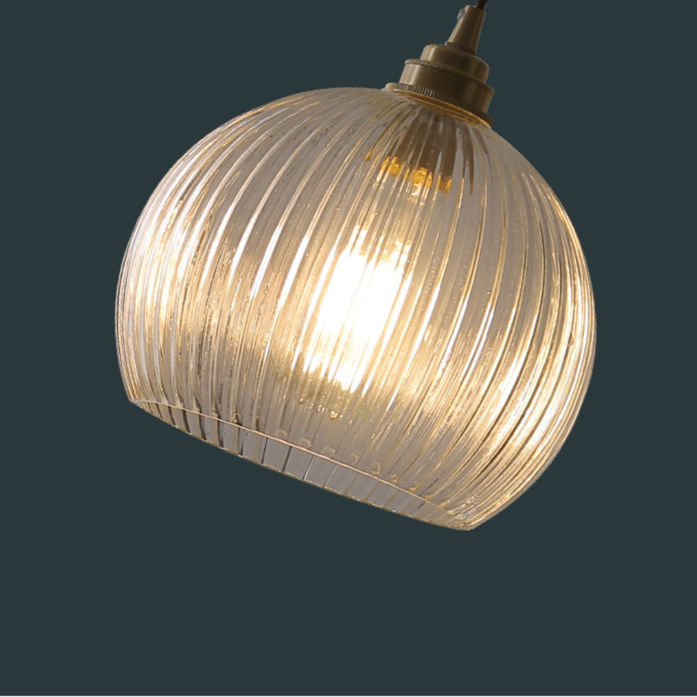 Hailie sphere pendant light with ribbed glass