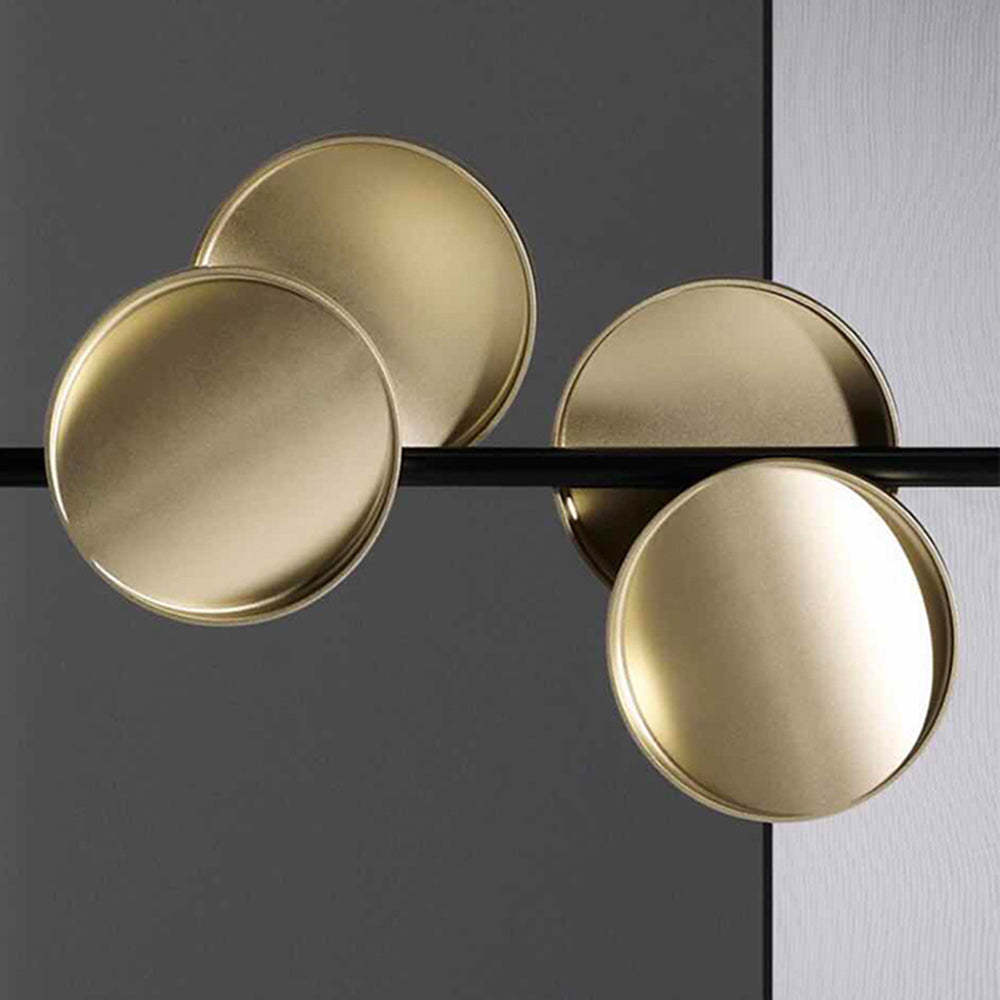 Modern Avi metal pendant light with gold discs.