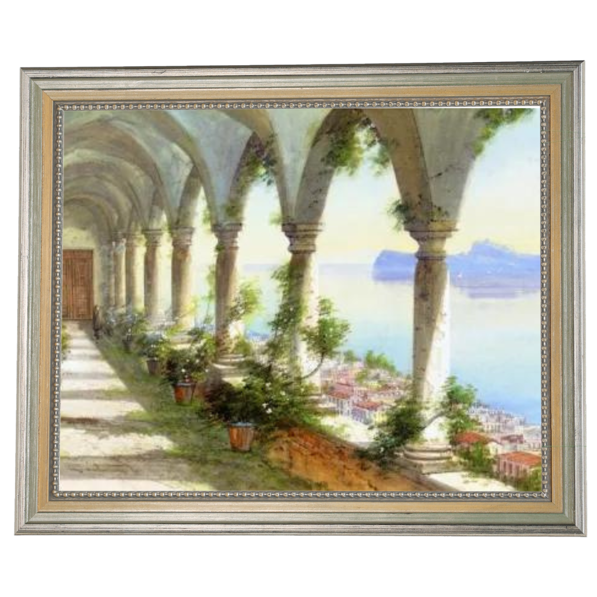 Capri Island Painting, Girolamo Gianni artwork, framed oil painting