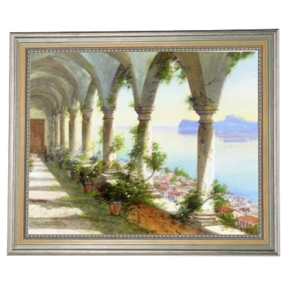 Capri Island Painting, Girolamo Gianni artwork, framed oil painting