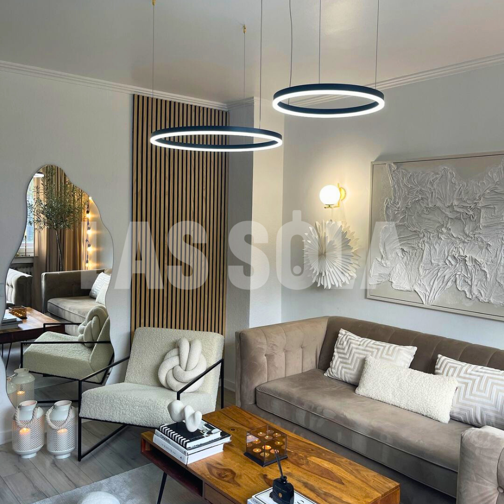 Arisha Modern Pendant Lights in Living Room | Las Sola Lighting Arisha Modern Pendant Light Tir-Circle Metal