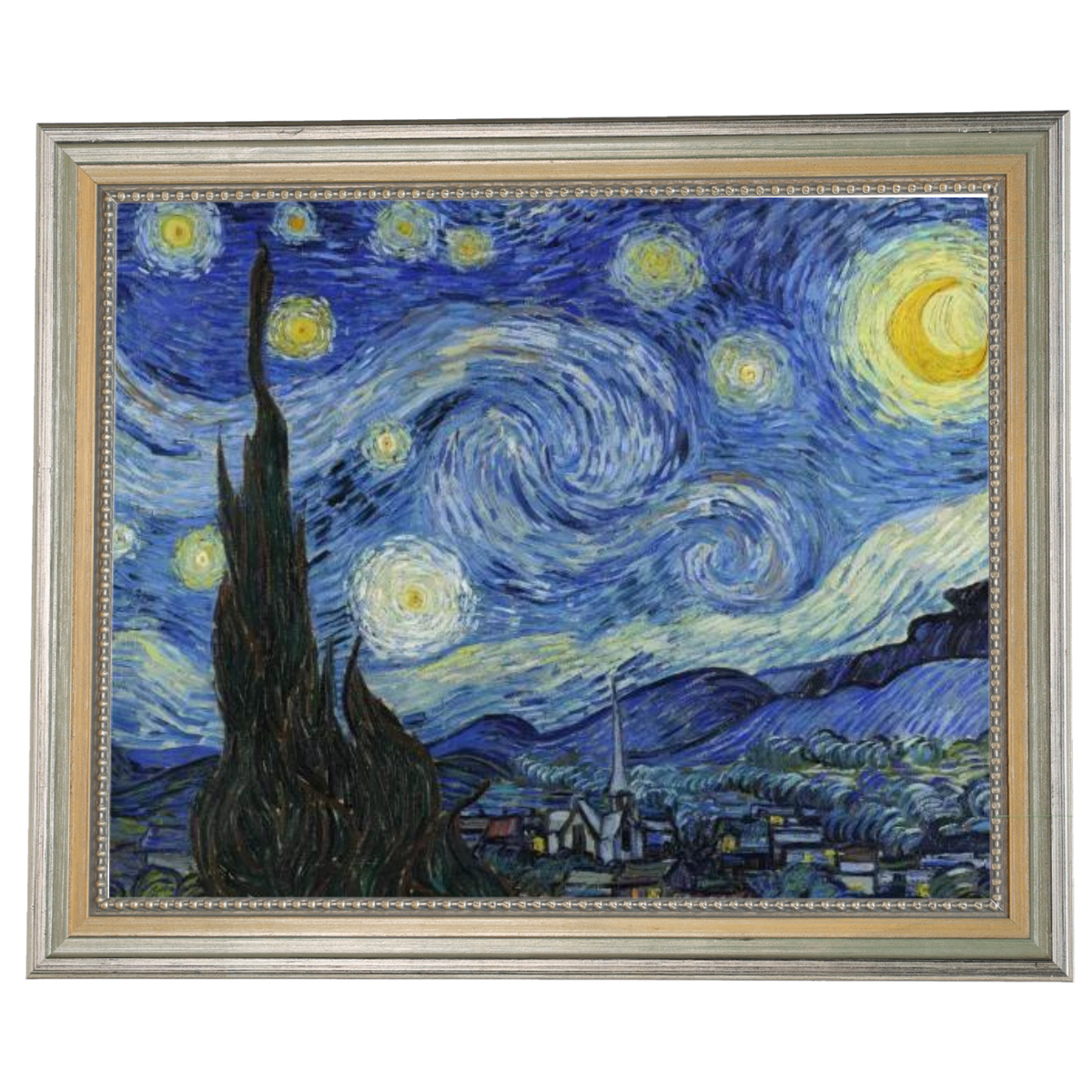 Van Gogh's Starry Night painting reproduction in frame