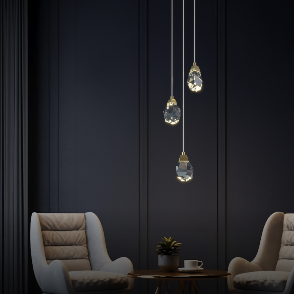 Design Glass/Metal Pendant Light Gold Bedroom/Living Room | Las Sola