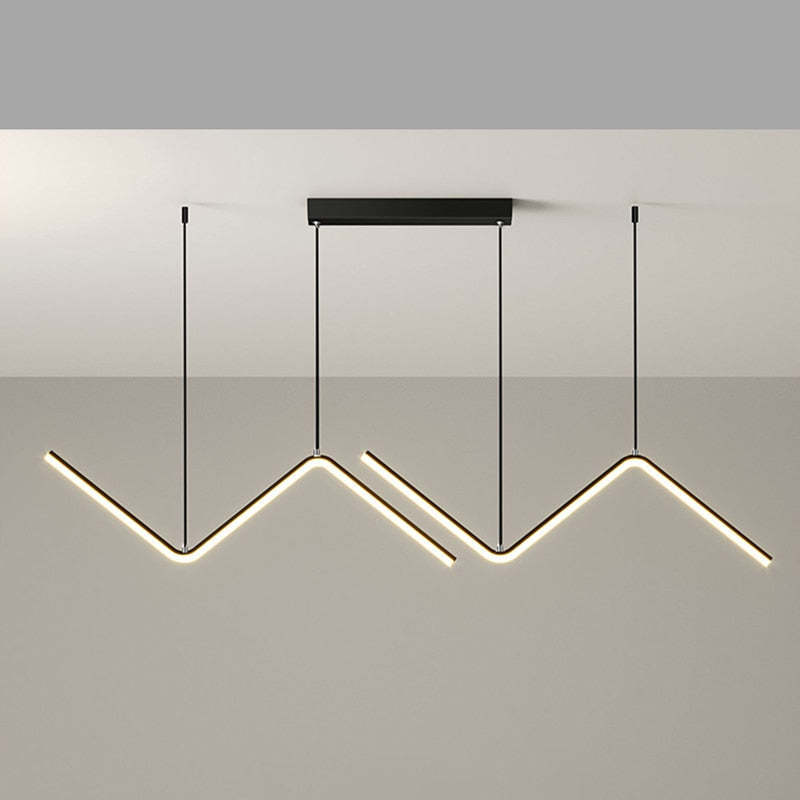 Louise Modern Pendant Light: Wavy Double Linear LED Fixture