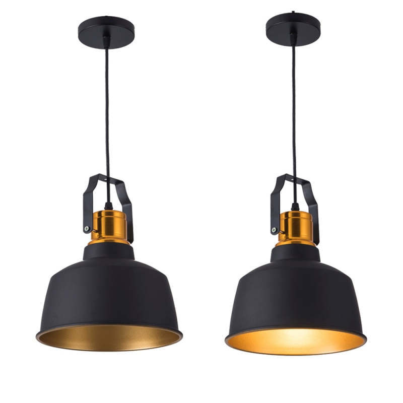 Alessio pendant light, farmhouse style, black and brass