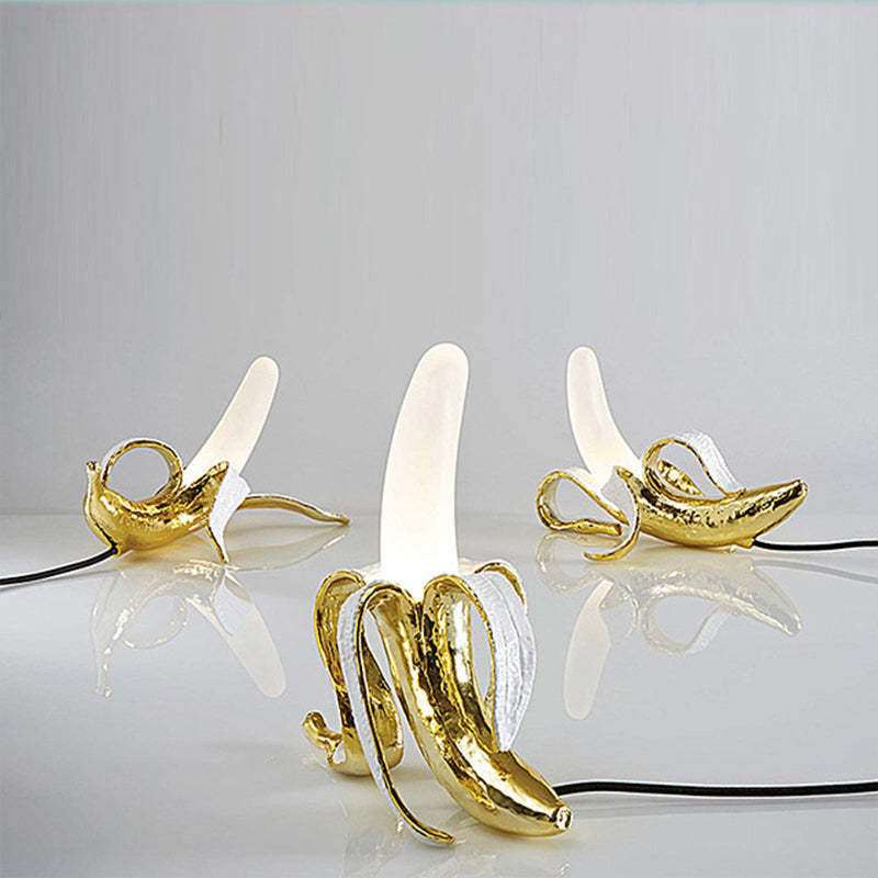 Gold banana shaped table lamps - unique art design