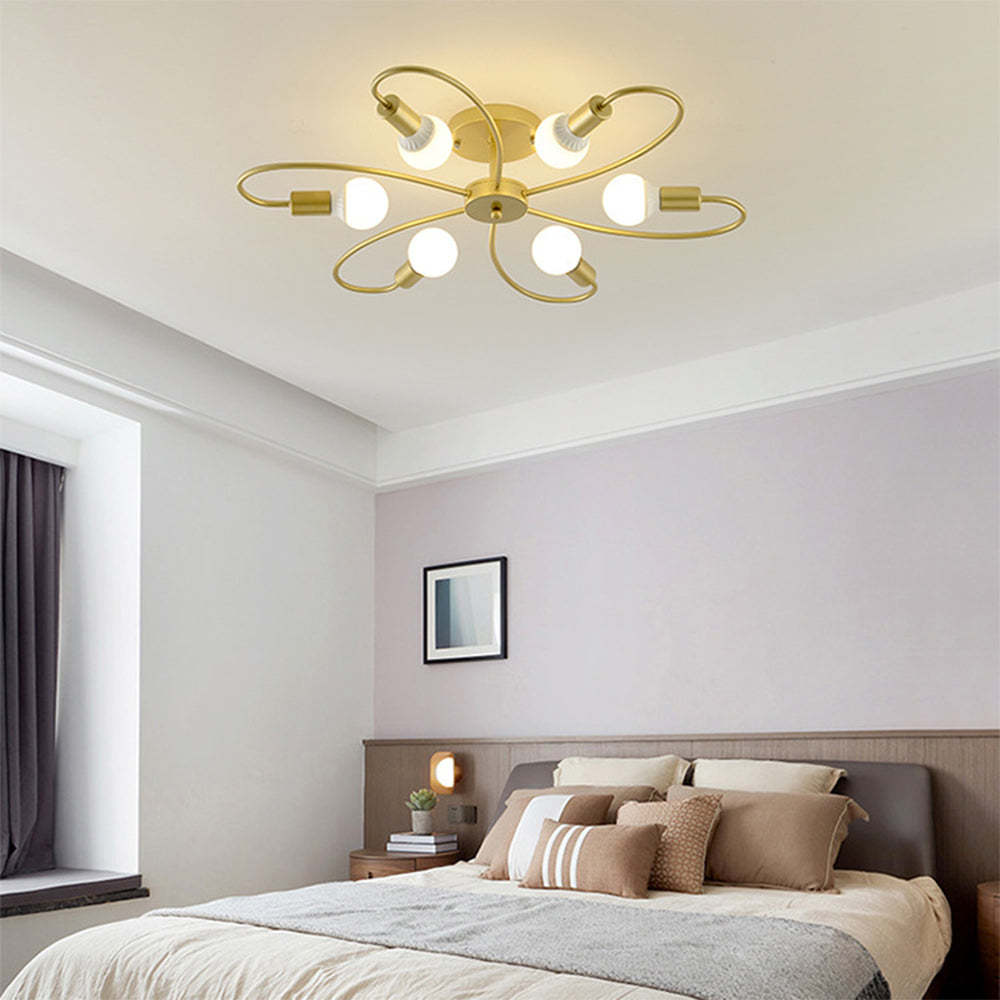 Valentina Modern Gold Ceiling Light in Bedroom
