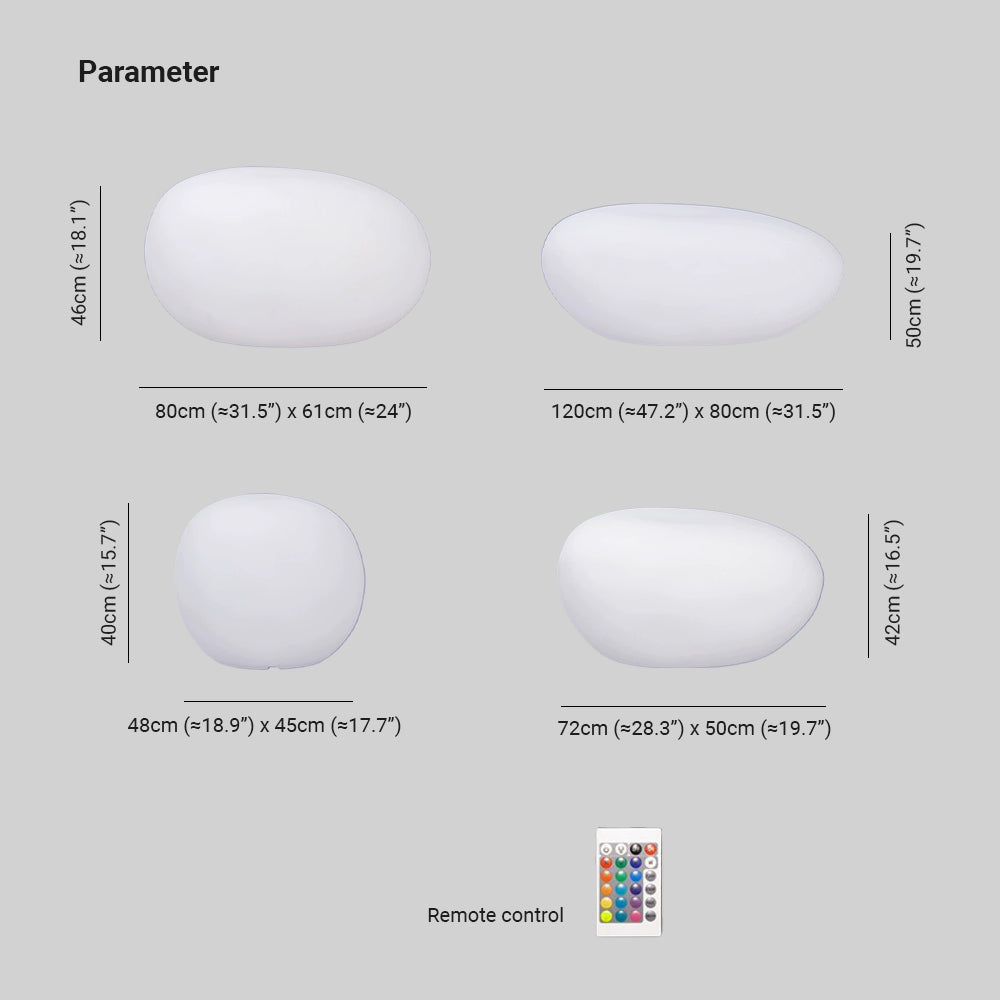 Pena outdoor light dimensions. Stone light parameters. Pena Modern Stone Shaped Rechargeable Outdoor Light