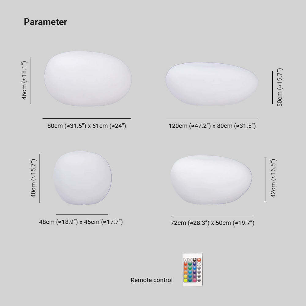 Pena outdoor light dimensions. Stone light parameters. Pena Modern Stone Shaped Rechargeable Outdoor Light