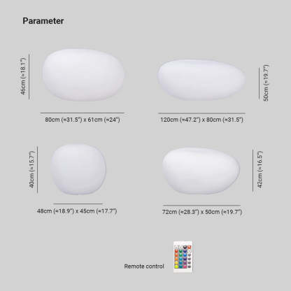 Pena outdoor light dimensions. Stone light parameters. Pena Modern Stone Shaped Rechargeable Outdoor Light