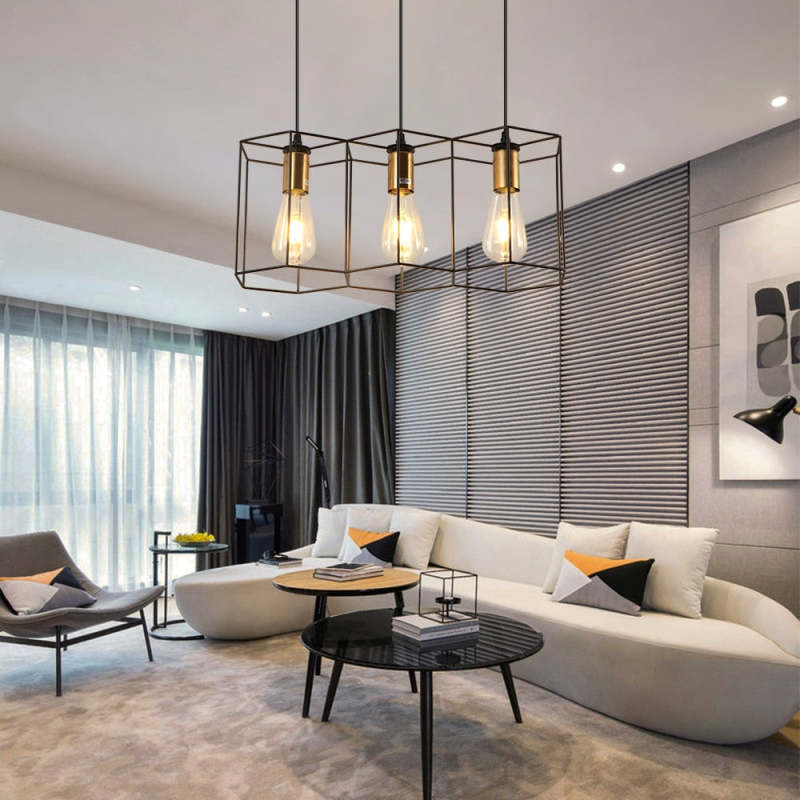 Rustic Farmhouse Pendant Lighting in Modern Living Room
