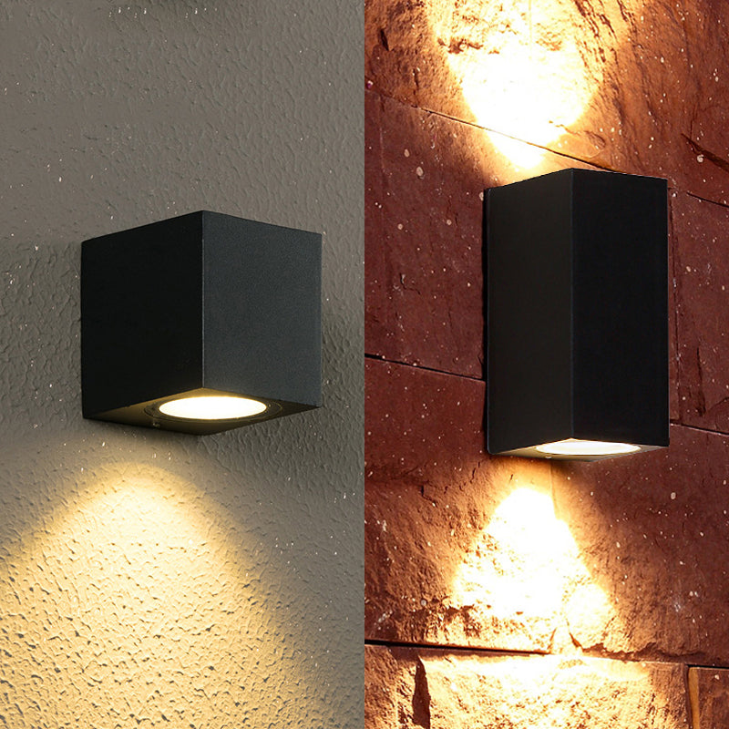 Orr minimalist square outdoor wall lamps on textured walls