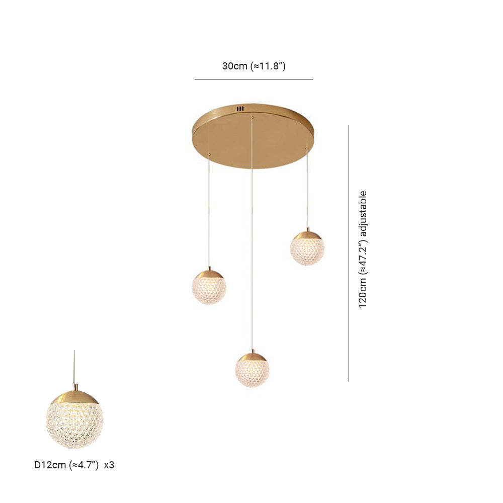 Jibril Pendant Light Dimensions - 30cm(11.8") and adjustable 120cm(47.2")