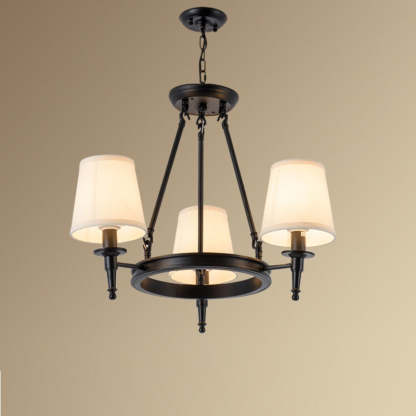 Black Alessio Vintage Ring Chandelier with Fabric Shades