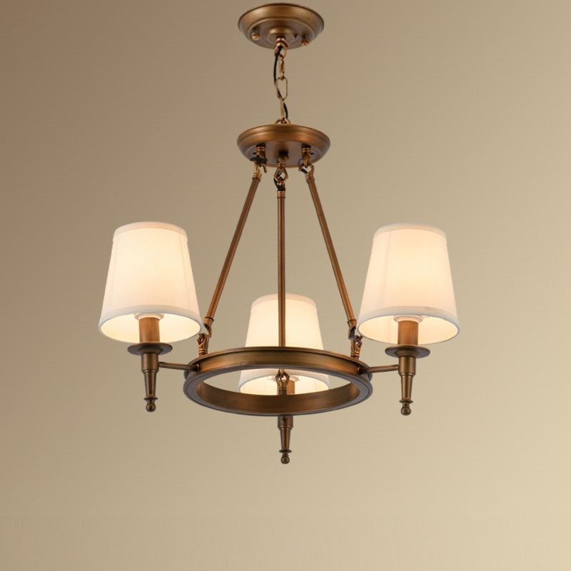 Copper Alessio Vintage Ring Chandelier with Fabric Shades