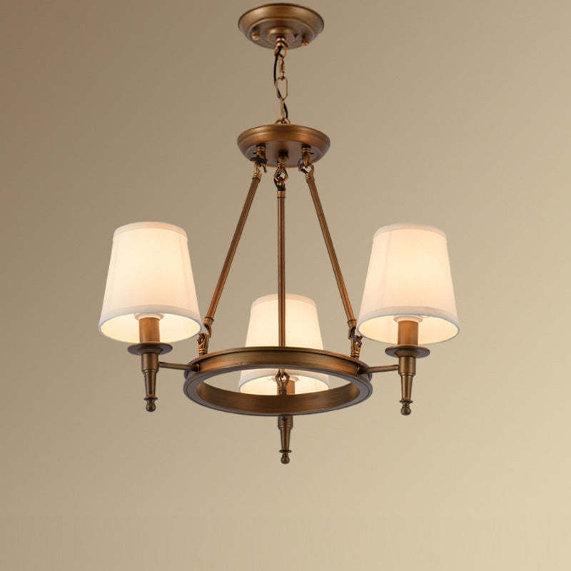 Copper Alessio Vintage Ring Chandelier with Fabric Shades