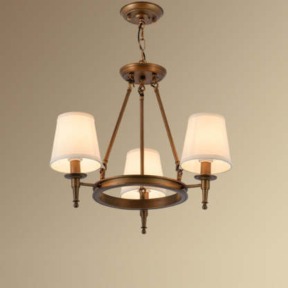 Copper Alessio Vintage Ring Chandelier with Fabric Shades