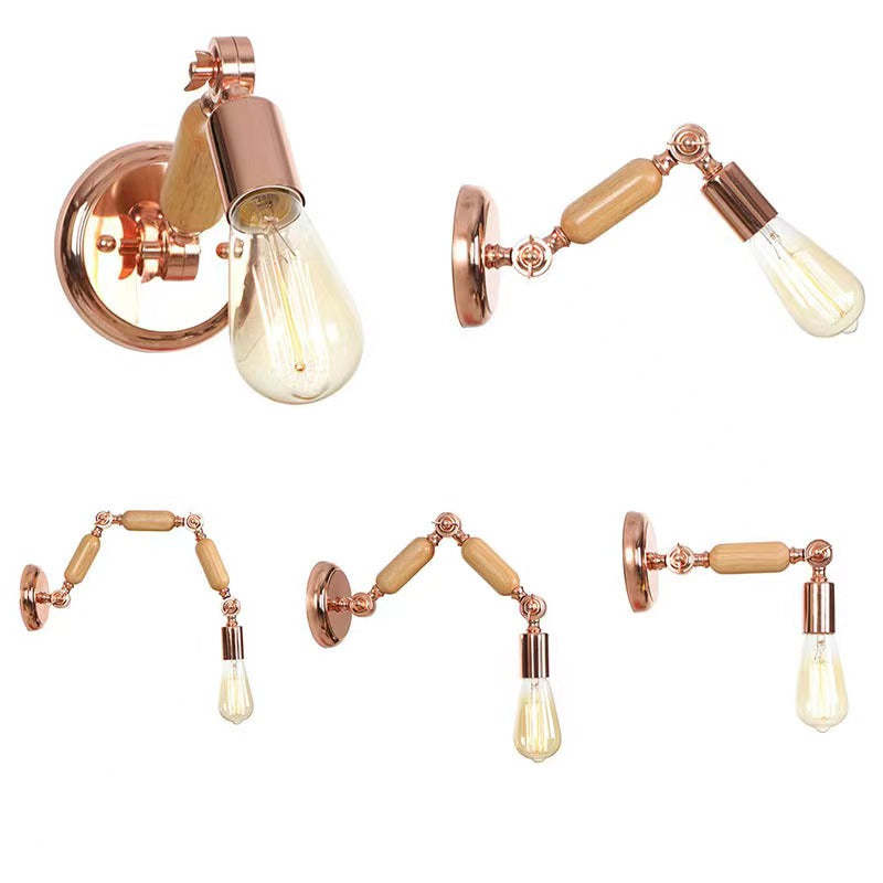 Alessio Wall Lamp: Adjustable Copper and Wood Lighting Fixture