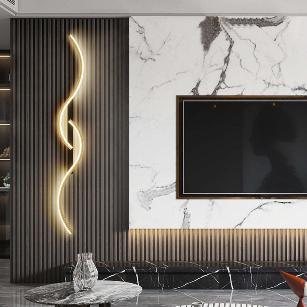 Modern Louise wave wall lamp lighting in living room.