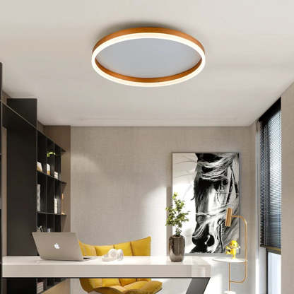 Arisha wood ring ceiling light in home office