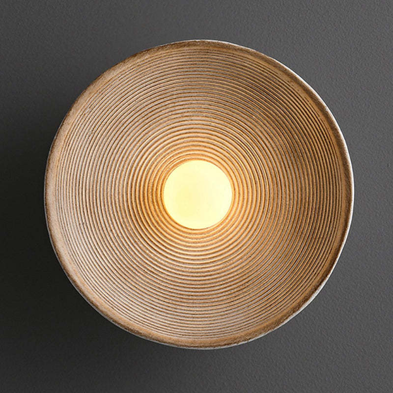 Elif Modern Round Wall Lamp close up, bowl-shaped design, bedroom lighting