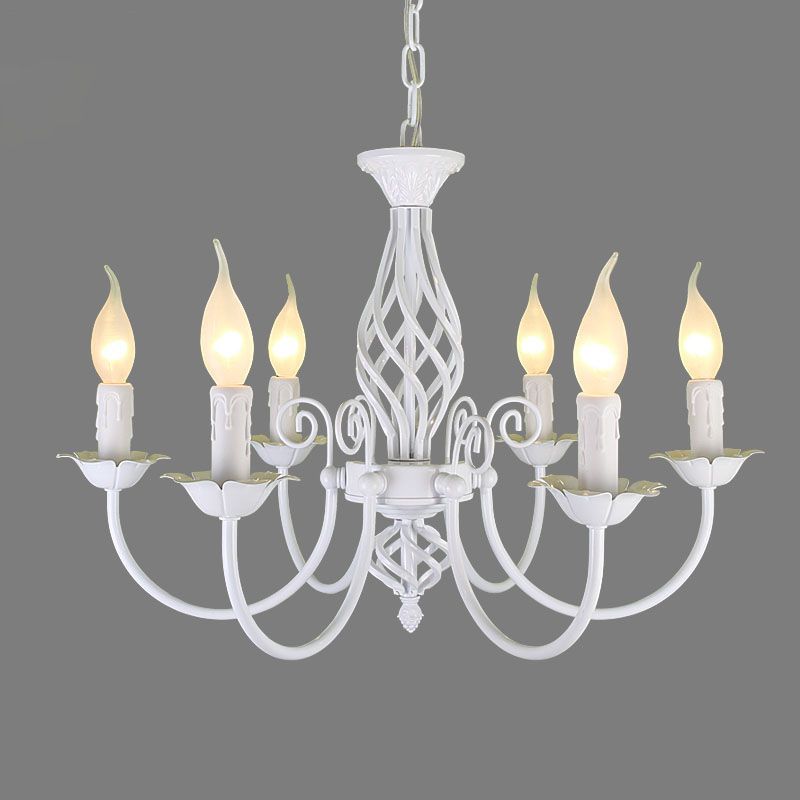 White metal candle-style pendant light for restaurant