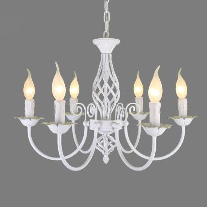 White metal candle-style pendant light for restaurant