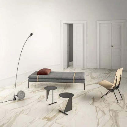 Salgado Arc LED Floor Lamp in modern living room setting