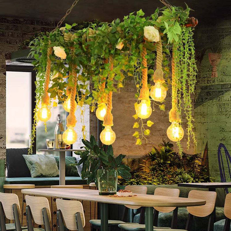 Nest Pendant Light with Ropes and Floral Accents