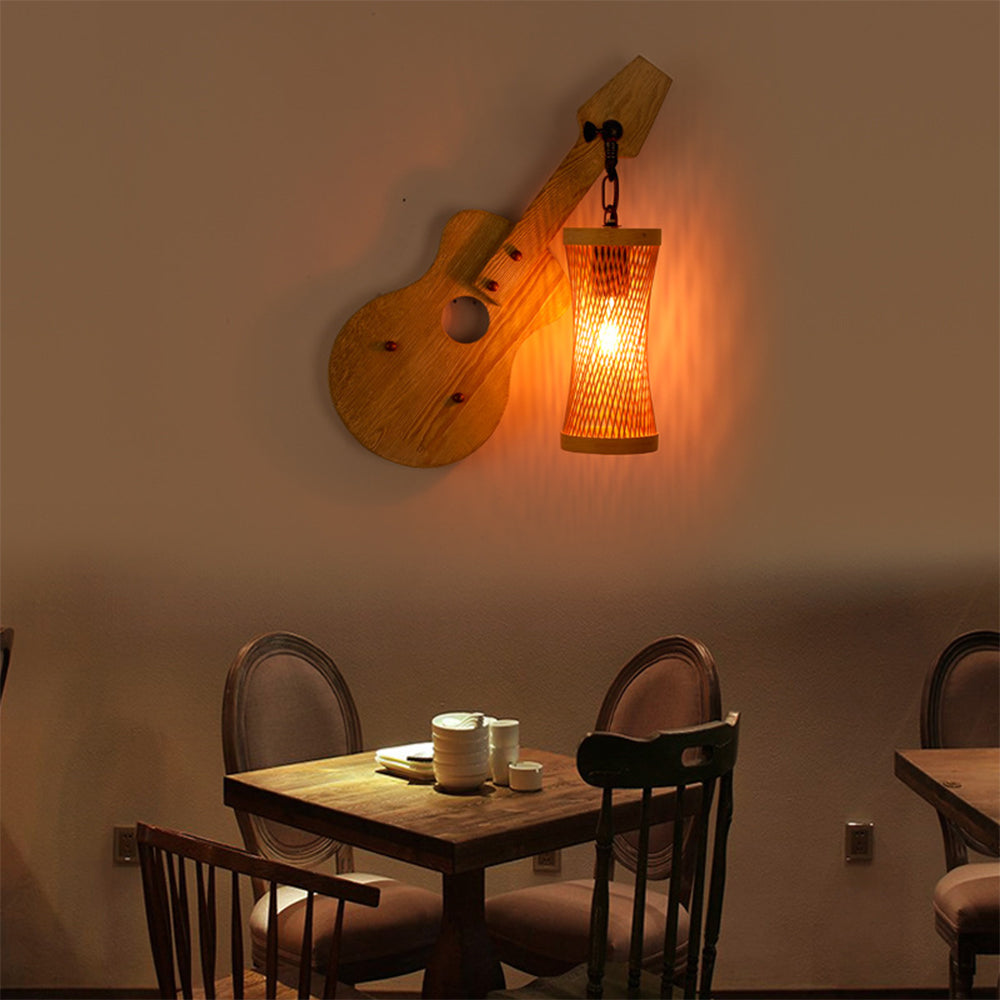 Guitar wall lamp. Alessio vintage lighting for living room.