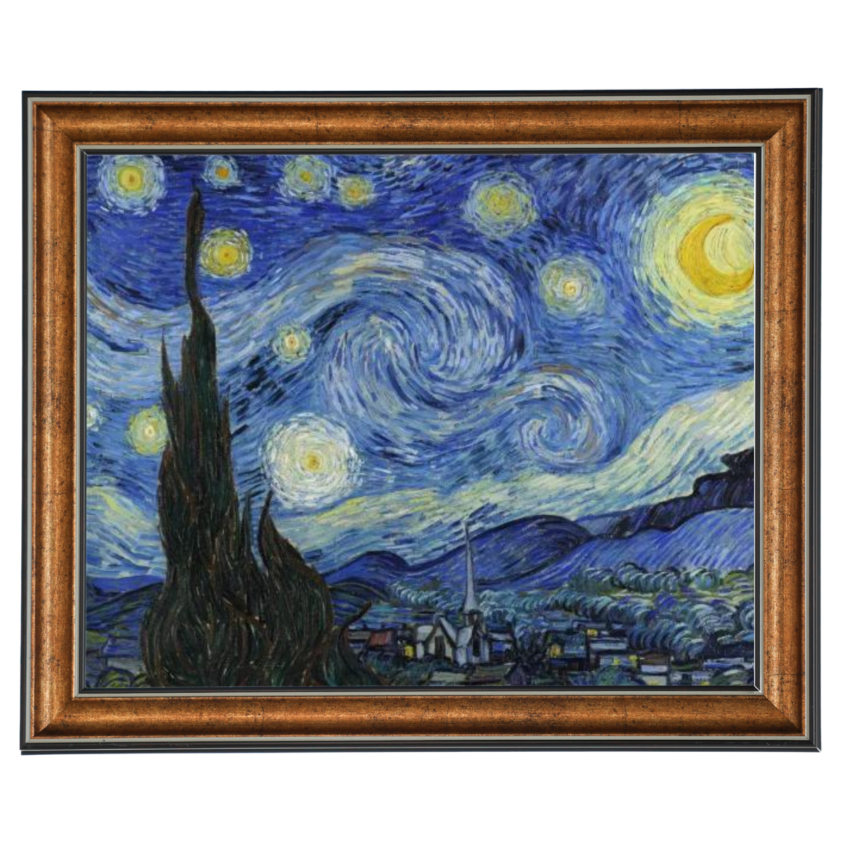 Framed oil painting reproduction of Van Gogh's The Starry Night