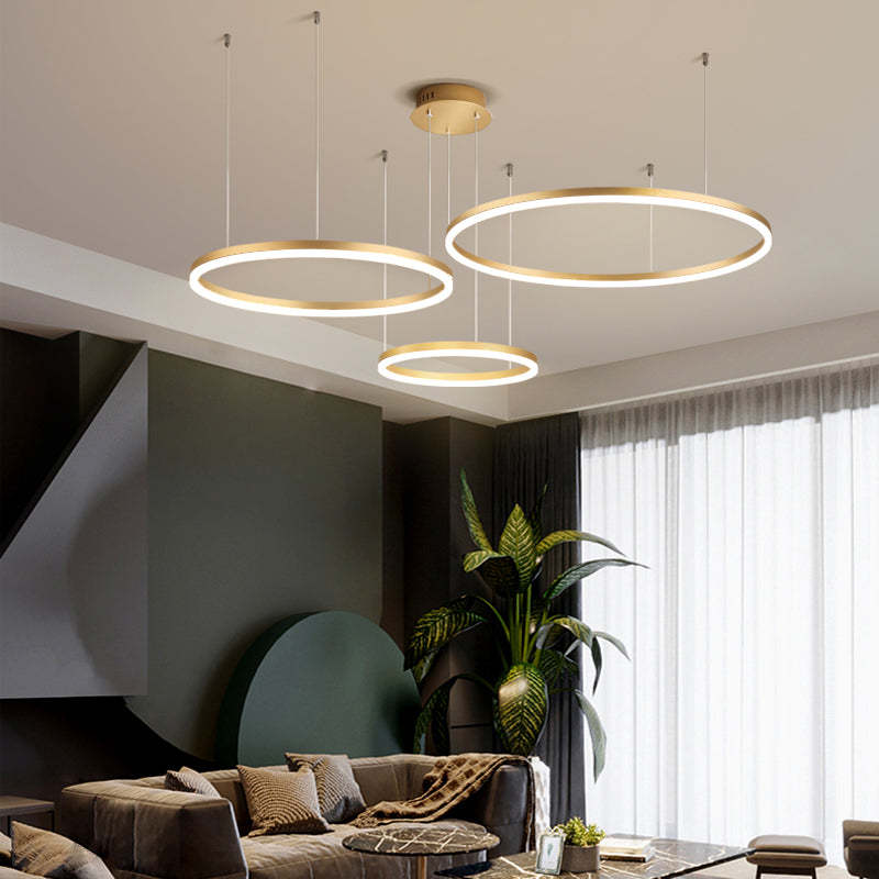 Arisha Modern Pendant Light - Gold Rings in Living Room Arisha Modern Pendant Light Tir-Circle Metal