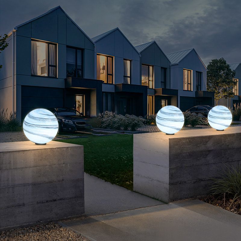 Elif Moon Globe Outdoor Lights on pillars