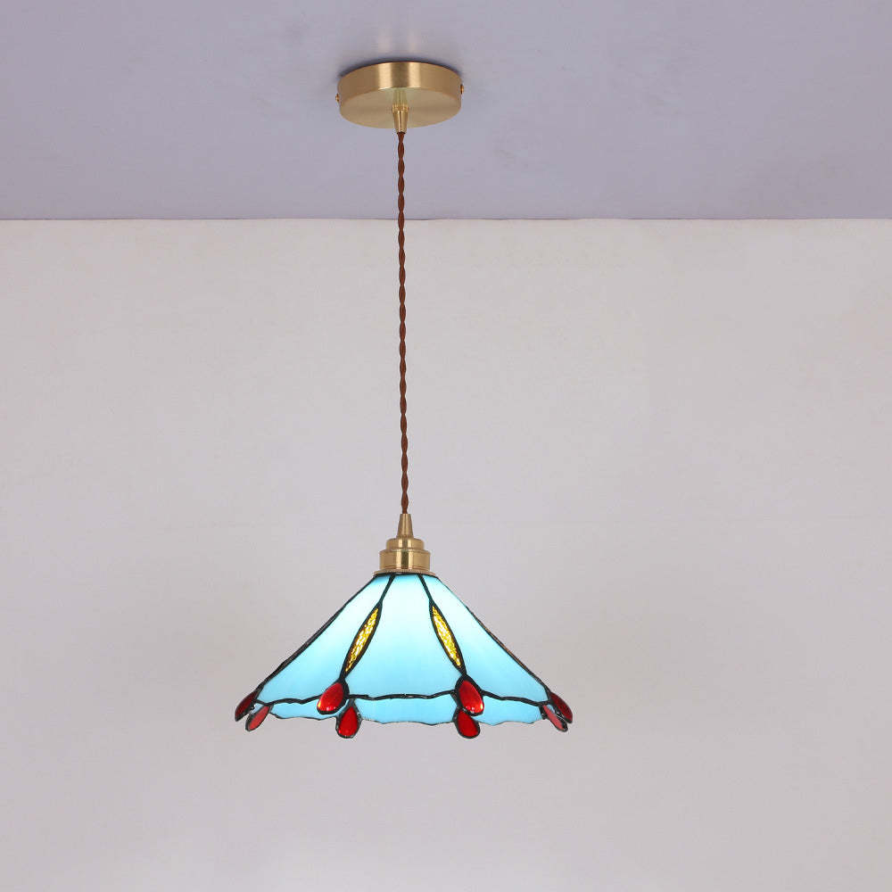 Eryn Vintage Pendant Light - Blue Stained Glass