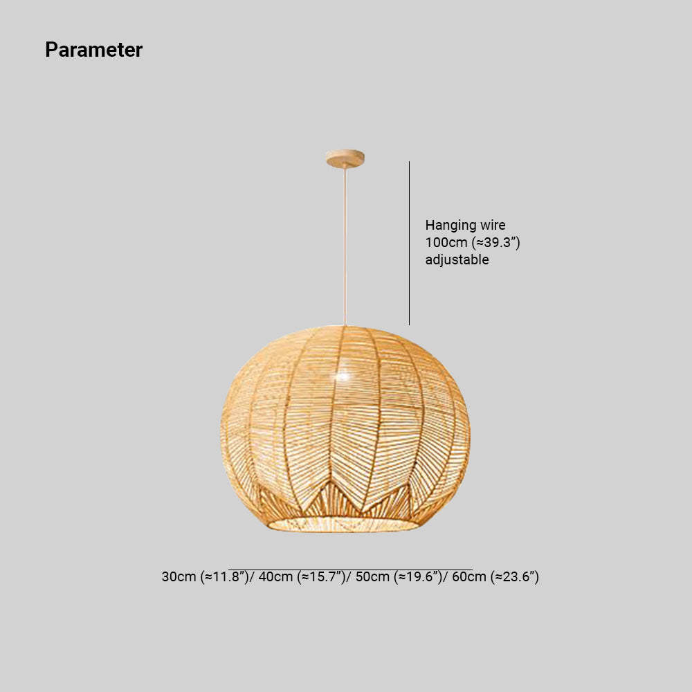 Ritta Rattan Pendant Light dimensions.
