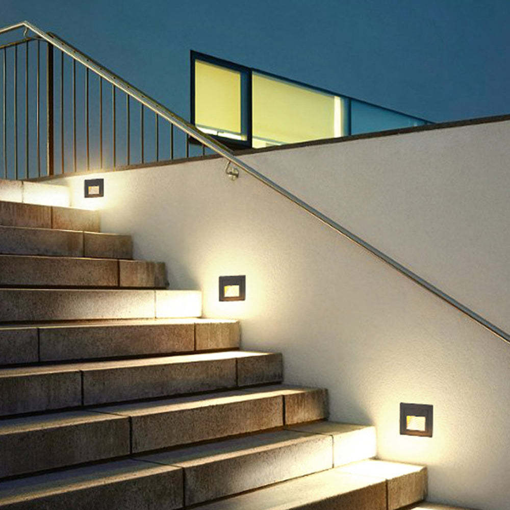 Modern outdoor stair lighting with square deck step lights